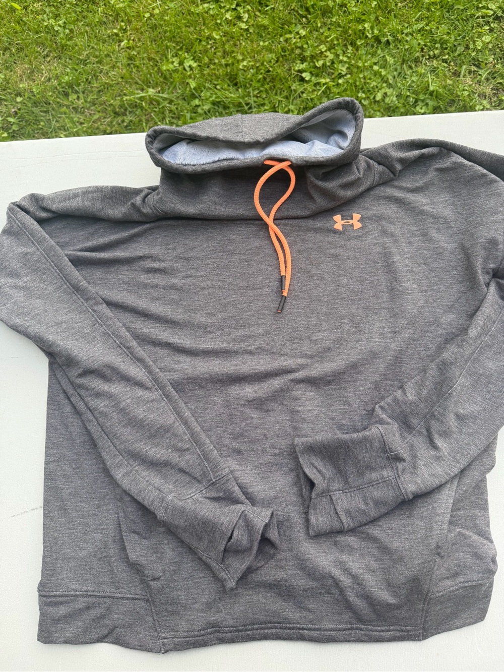 Under Armour Gray Hoodie with Orange Drawcord and Logo
